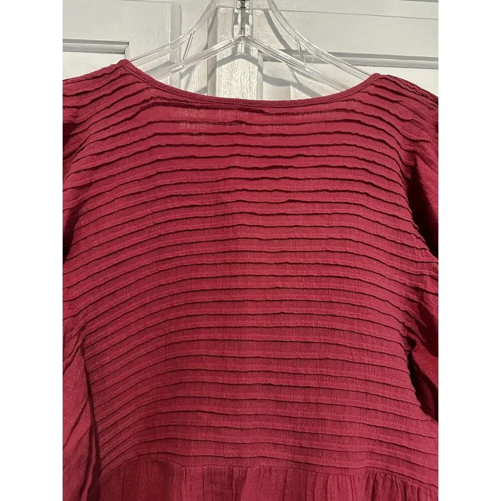 Free People Pink Elsie Puff Sleeve Tunic Top Shirt Blouse Womens Size Xsmall